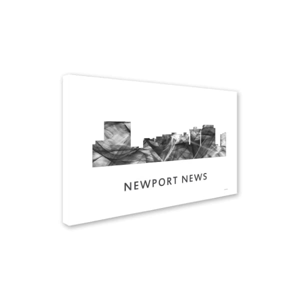 Marlene Watson 'Newport News Virginia Skyline WB-BW' Canvas Art,30x47